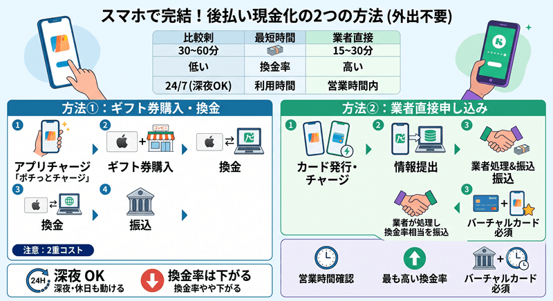 後払い現金化の方法と具体的な手順
