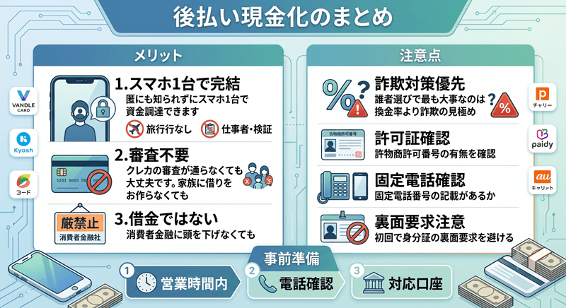 後払い現金化の方法や注意点まとめ